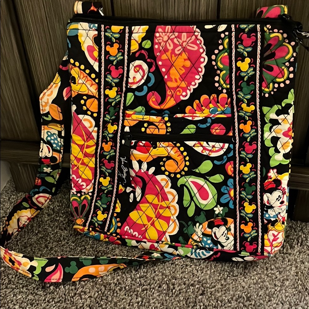Vera Bradley Black Quilted Crossbody Bag with Paisley Pattern